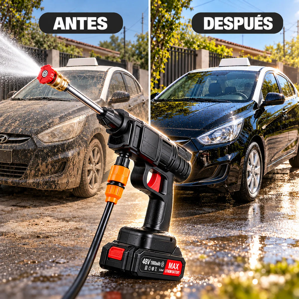 Auto antes y después de la limpieza